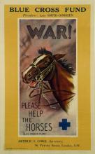 War poster for the Blue Cross Fund displaying a horse.