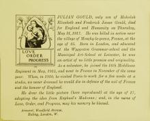 Card, obituary notice of Julian Gould.