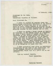 Letter, Bertrand Russell dated February 8, 1965.