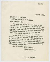 Letter, Bertrand Russell dated March 3, 1965.