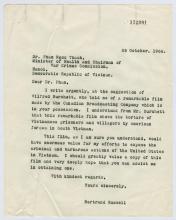 Letter, Bertrand Russell dated October 26, 1966.