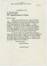 Letter, Bertrand Russell dated December 9, 1967.