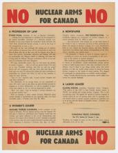 Leaflet, No Nuclear Arms for Canada.