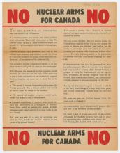 Leaflet, No Nuclear Arms for Canada.