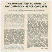 Leaflet, The Nature and Purpose of the Canadian Peace Congress.