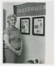 Claire Culhane with Vietnam memorabilia.