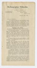 Leaflet, Clifford Allen and A. Fenner Brockway, No-Conscription Fellowship dated February 19, 1916.