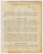 Leaflet, No-Conscription Fellowship dated September 4, 1916.