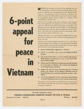 Leaflet, 6-Point Appeal for Peace in Vietnam.