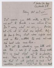 Letter, Vera Brittain dated October 22, 1915.