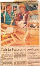 Newspaper clipping, Tools for Peace.