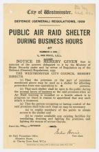 War poster, Public Air Raid Shelter.