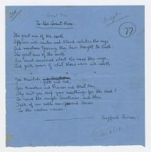 Poem, Siegfried Sassoon dated 10 August 1918.