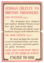 War poster, German Cruelty to British Prisoners.