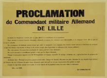 War poster, Proclamation du Commandant Militaire Allemand de Lille.