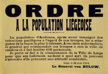 War poster, Ordre a La Population Liégeoise.