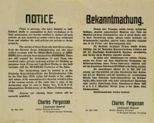 War poster, Notice of Charles Fergusson.