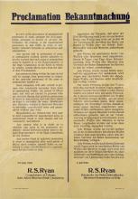 War poster, Proclamation of R.S. Ryan. 