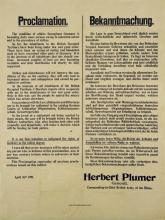 War poster, Proclamation of Herbert Plumer.