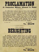 War poster, Proclamation du Commandant Militaire Allemand de Namur. 