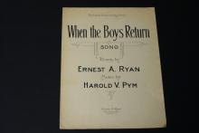Sheet music, When the Boys Return.