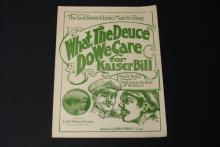 Sheet music, Why the Deuce Do We Care for Kaiser Bill.