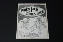 Sheet music, When Jack Comes Back.