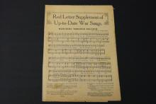 Sheet music, Red Letter Supplement of Up-to-Date War Songs.