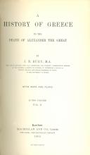 History of Greece to the death of Alexander the Great 