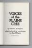 Title page of "Voices of the Plains Cree" by Edward Ahenakew